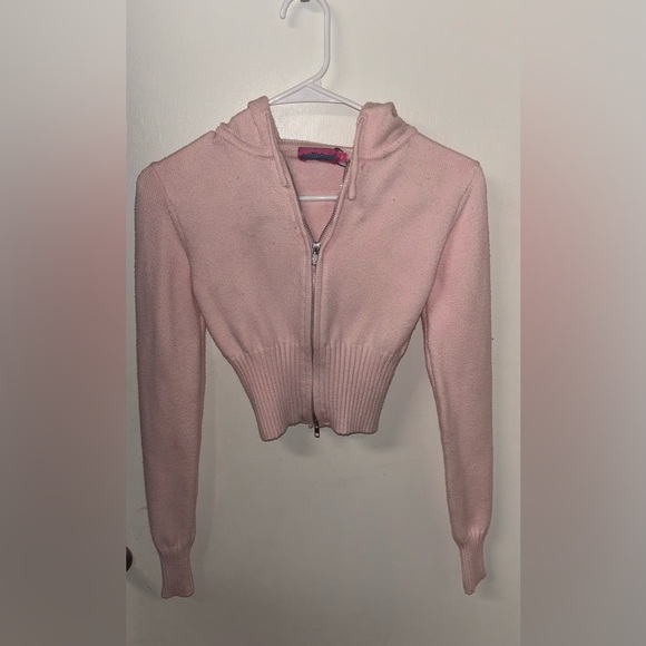 💕Edikted Desiree Knitted Hooded Cardigan & Low Rise Fold Over Pants Pink Set💕 - Picture 6 of 12